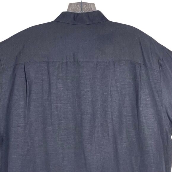 CUBAVERA Men's Linen Blend No Pocket Guayabera Shirt Size Large Black - Picture 11 of 16